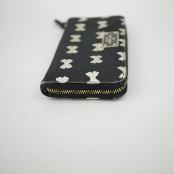 KATE SPADE New York wallet Black & beige bow print wallet full zip 7.5" x 4" - Picture 8 of 11